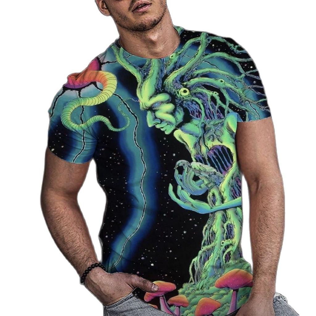 Vintage Cthulhu T Shirt For Men 3d Printed Men's Horror T Shirt Crew Neck Short Sleeve Oversized Tops Tee Shirt Homme Camiseta