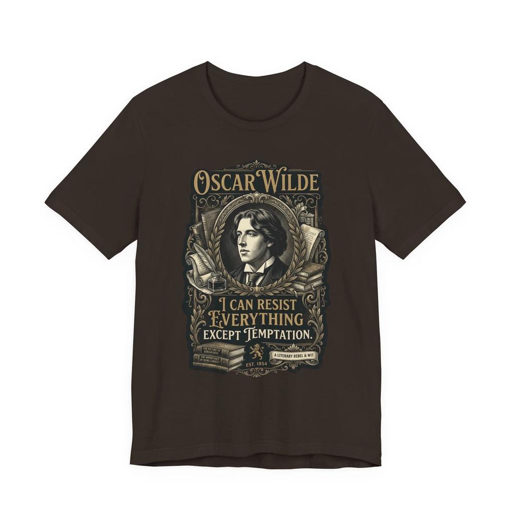 Oscar Wilde portrait quote T-Shirt | I Can Resist Everything Except Temptation