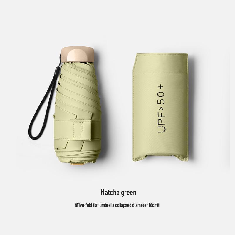 Mini Ultralight Five-Fold Anti-UV Umbrella - Portable Dual-Use for Sun and Rain, Customizable Women's Sunshade.