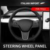 3Pcs/Set Alcan tara Suede For Tesla Model Y Model 3 Car Steering Wheel Panel Cover Trim Stickers Frame Modification Accessories