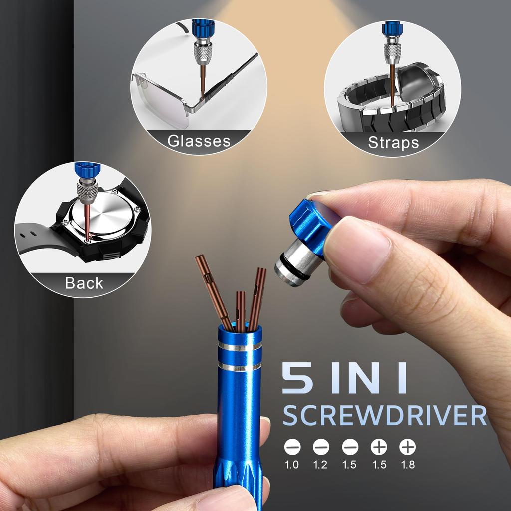 JOREST Uhrenwerkzeug Uhrenreparatur Uhrenbatteriewechsel Stift Uhrenarmband Uhrenbatterie Uhrenboden Uhrenöffner Uhrengehäusedeckelverschluss Federsteg