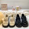 Black Bow Round Head Platform Small Leather Shoes Women's 5 New Spring and Autumn Skirt French Heightening Mary Jane Shoes