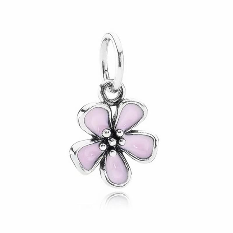 Pink Flowers Series Charm Beads Daisy Flower Clip Cherry Blossom Rose In Bloom Fit Original Bracelets Diy Jewelry Gifts