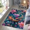 3D Floral & Koi Fish Design Area Rug - Polyester Washable Mat for Living Room, Bedroom, Home Office, Entryway - Durable Chair Ca