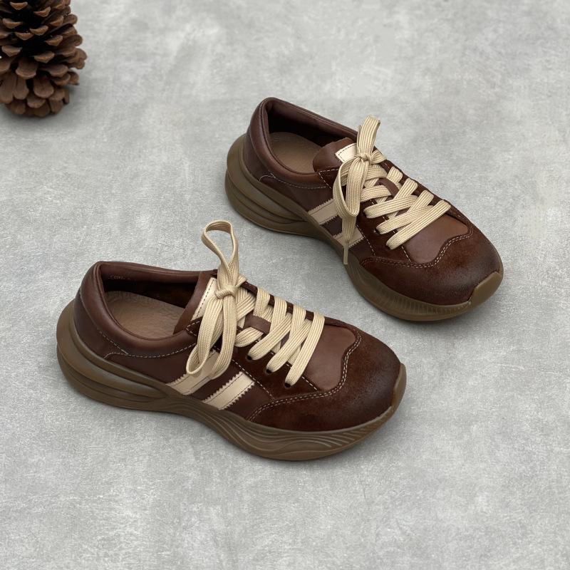 

New Casual Shoes, Retro Dad Shoes, Lace-up Sports Women s Shoes 35 кофейный