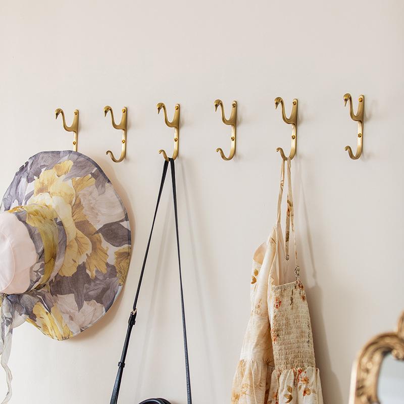 Creative Nordic Swan Brass Coat Hook for Bedroom or Entryway