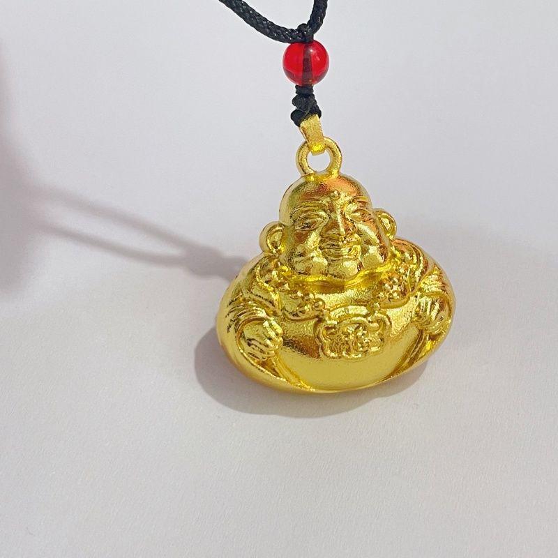 Sand Gold Hollow Maitreya Buddha Pendant - Unisex Alloy for Safety