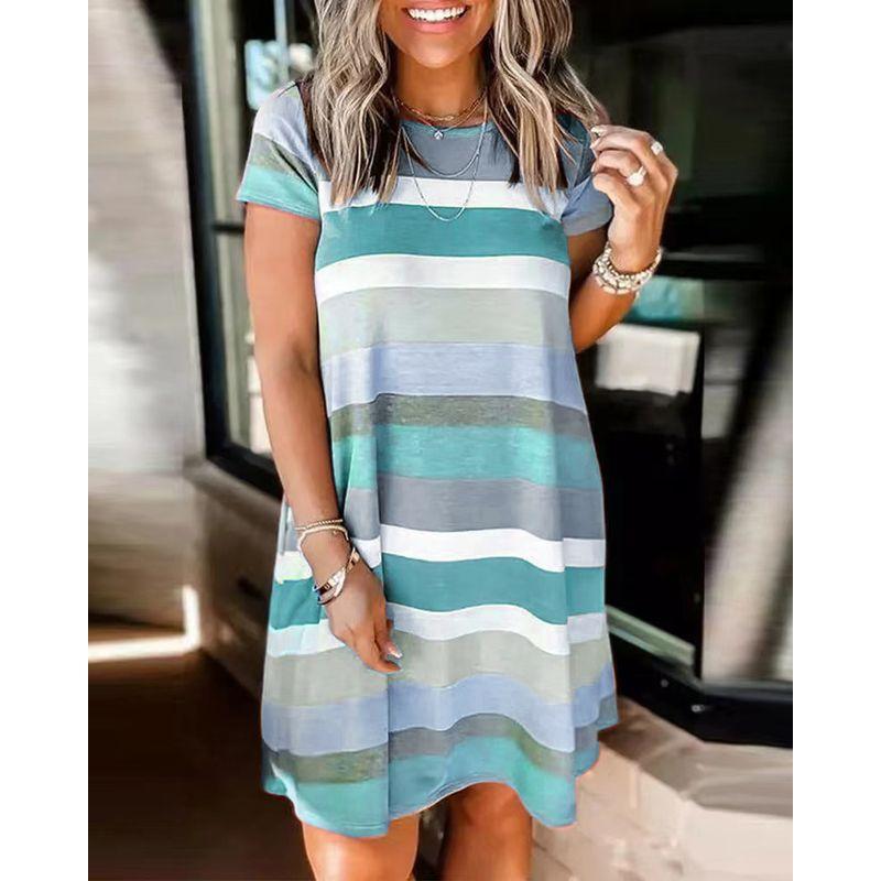 

Outsize Casual Plus Size Ladies-Pocket Dress Blue-Green 2XL(Bust size 108)