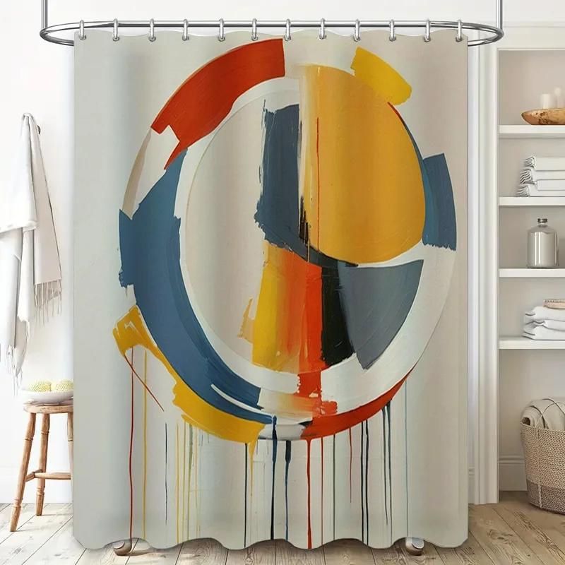 Abstrakcyjna Kolorowa Zasłona Prysznicowa do Wystroju Łazienki Nowoczesny Artystyczny Design Wodoodporna Tkanina Ochrona przed Rozpryskami Wody Dekoracja