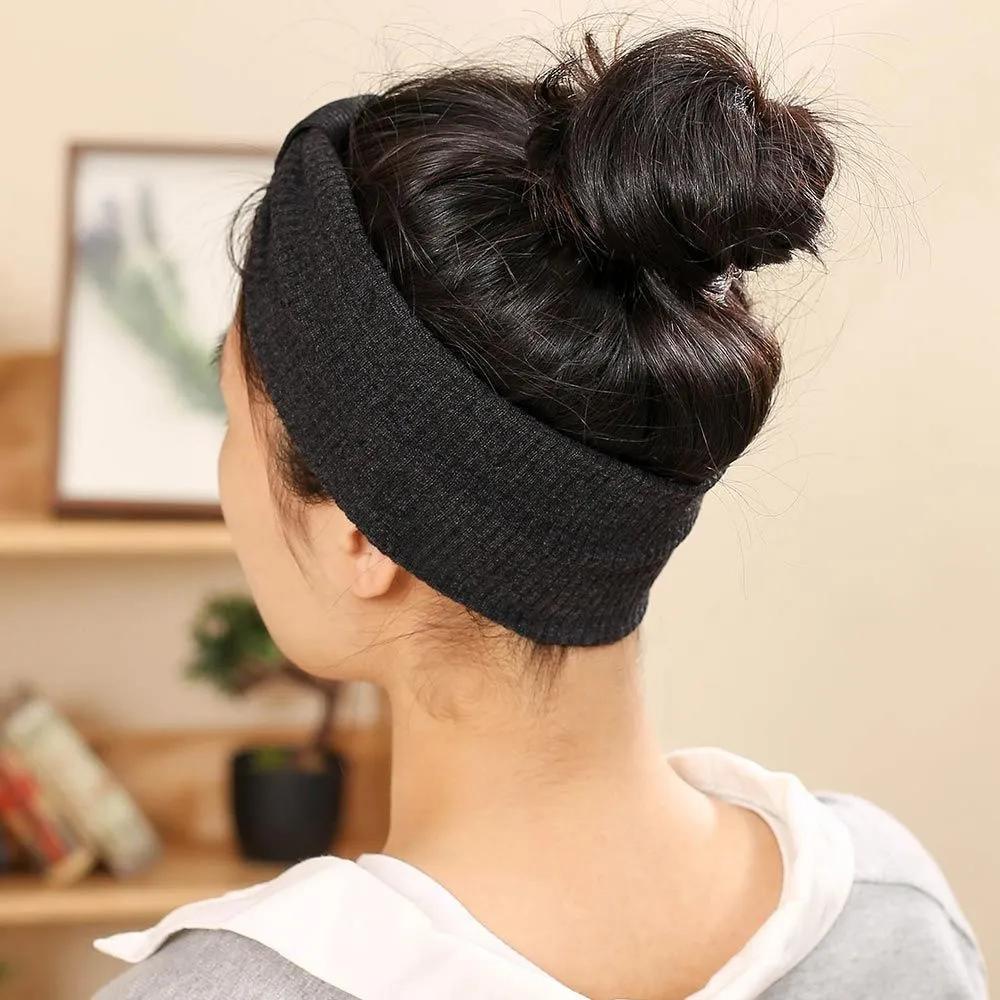 Daily Headband Designer Headband Angel Scrunchie Ribbon Ribbed Turban Dark Gray