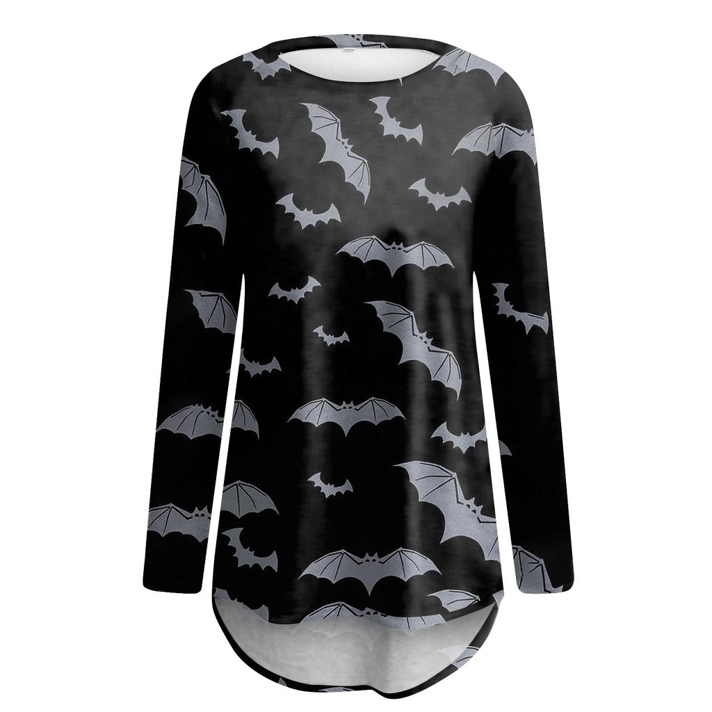 Women's Casual Fashion Halloween Print Long Sleeve Medium Length Top Blouse