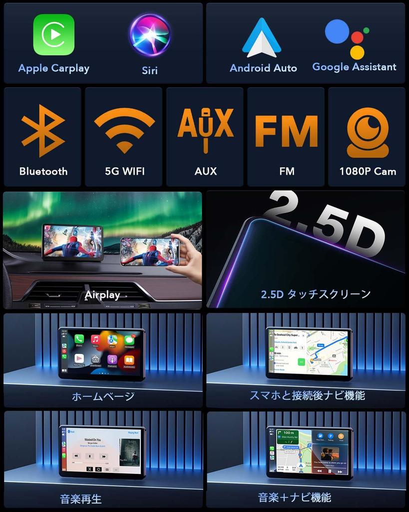 LAMTTO 7-inch Wireless CarPlay Display Audio System - Integrated Navigation System with Smartphone Connectivity, Apple Carplay/Android Auto Compatible