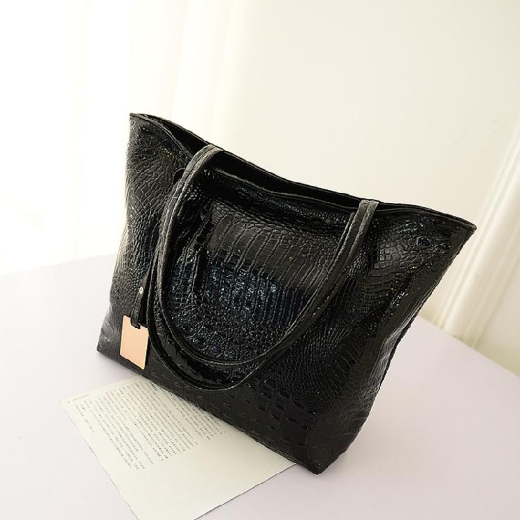 PU Leather Shoulder Bag Metallic Alligator Pattern Handbag for Easy Organization