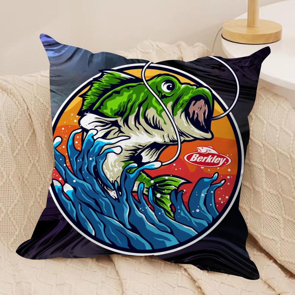Popular Fishing B_Berkleys Cushion Cover Soft Plush Fabric Double-Sided Printed Sofa Cushion Cover for All Seasons Home Decor