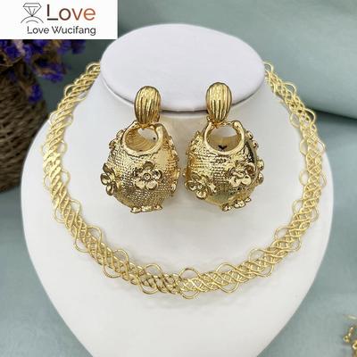 Ensemble de bijoux ronds pour femmes, boucles d'oreilles rondes, grand collier, collier couleur or de Dubaï, bijoux éthiopiens élégants pour dames pour la fête