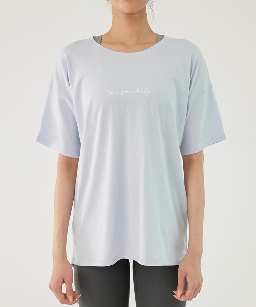 LOVEYOURBODY Pima Cotton Logo Oversized Short Sleeve T-Shirt (Light Blue)