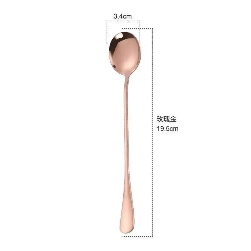 Kitchen Solid Color Stainless Steel Coffee Spoon With Long Handle Scoops Dessert Tea Spoon Accessories Tableware Supplies Tools