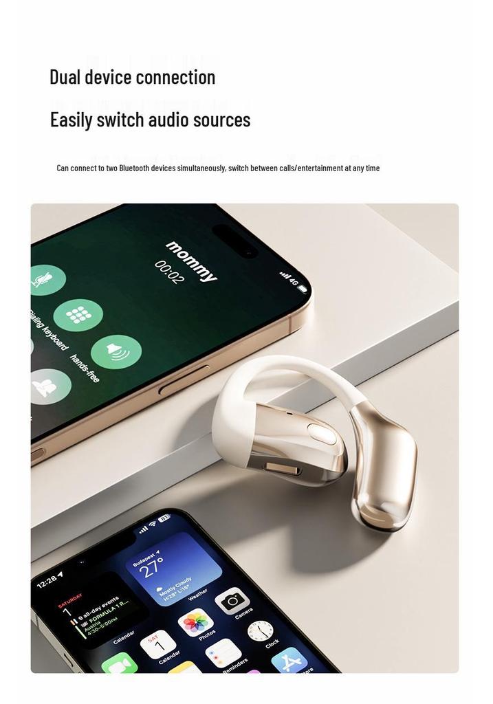 T30 Wireless Bluetooth Sport Ear Hook with Noise Canceling, Long Battery Life, Single Ear Design