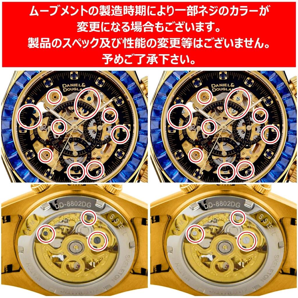 Daniel & Douglas DD8802DG Analog Automatic Mechanical Watch, Gold and Silver, Men's (Blue)