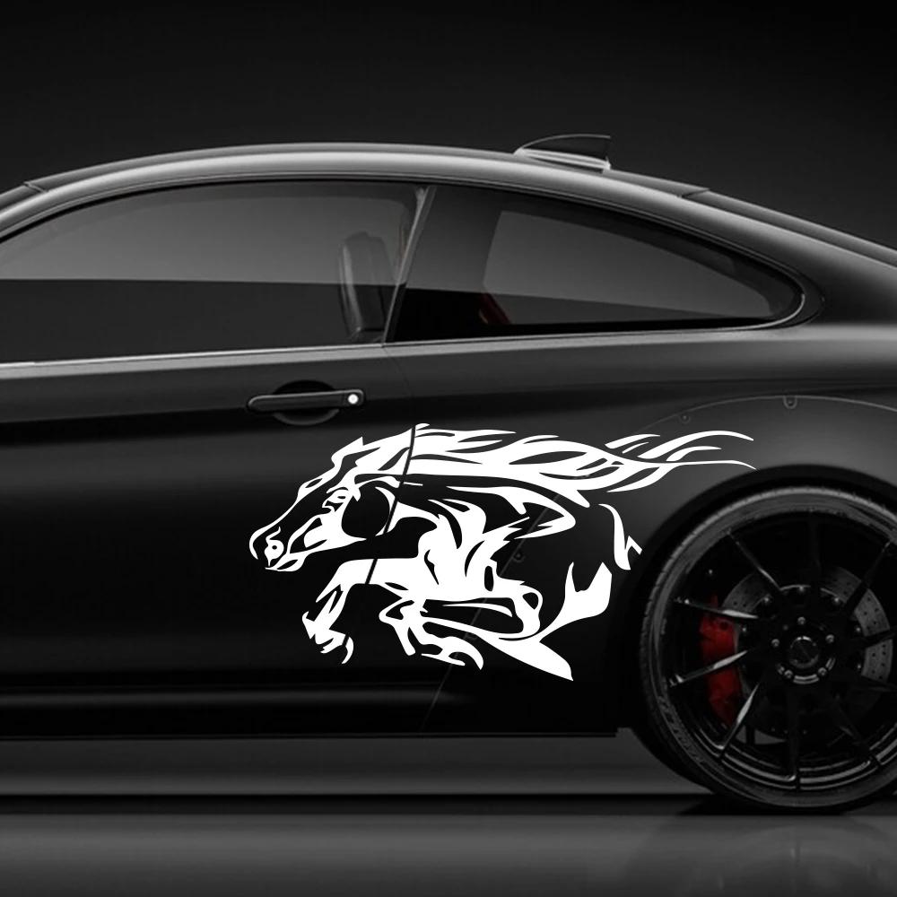 2PCS Car Door Side Stickers Artistic Horse Pattern Vinyl Decals Automotive Tuning Decoration Accessories For Cars Trucks SUVs