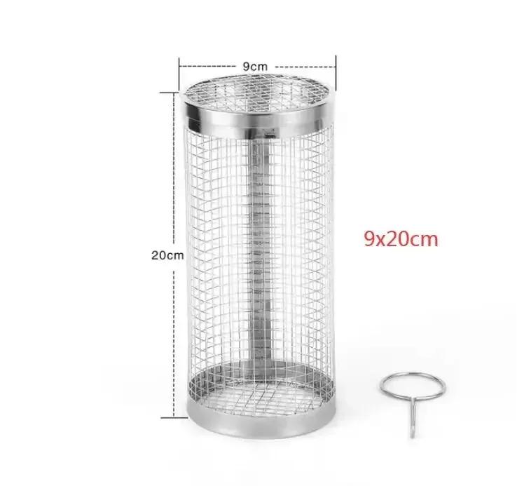 

Нержавеющая кухонная утварь для барбекю Стальная посуда для приготовления пищи Барбекю Роликовый гриль Инструменты Корзина Зажигалка Сетчатый цилиндр Портативный круглый бар