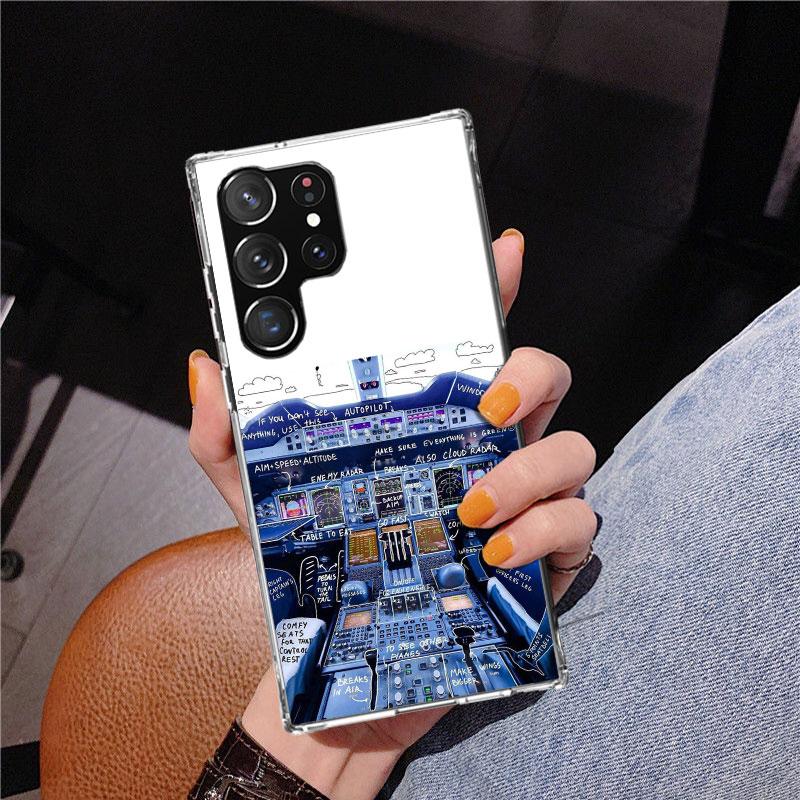 

Aviation Aeroplane Pilot Cockpit Phnoe Case for Samsung Galaxy S26 S25 Edge S23 S24 Ultra S22 Plus S21 S20 FE Unique Cover Soft Samsung S21 Plus