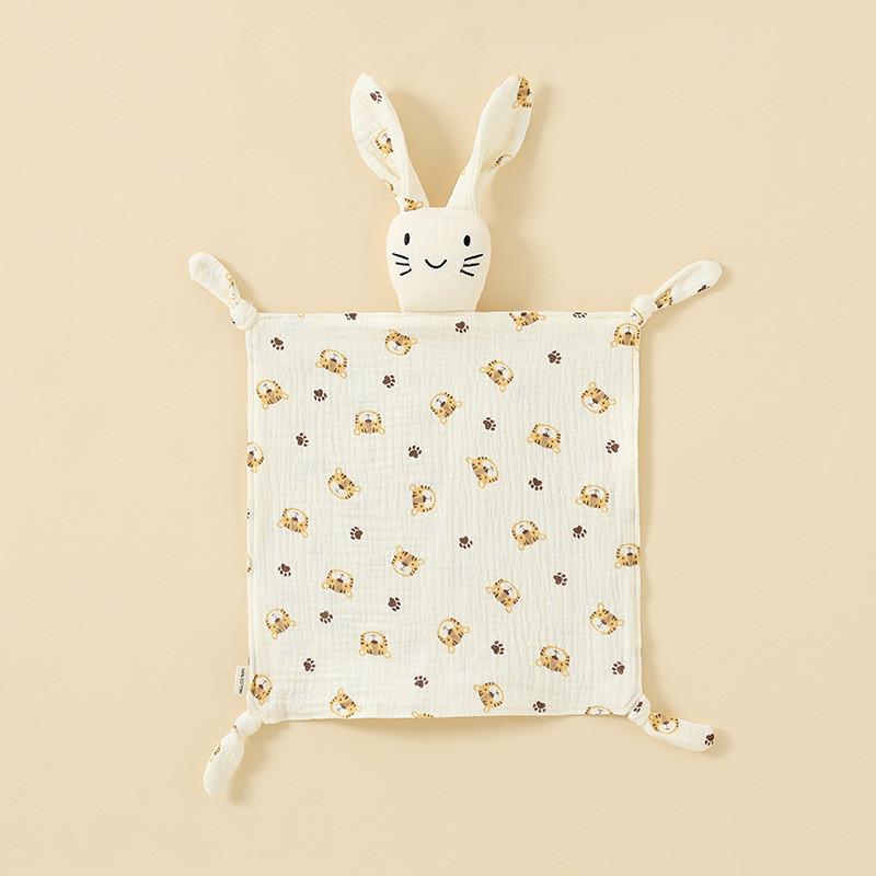 Baby Animal Cotton Swaddle With Plush Rabbit Toy For Sleep And Comfort