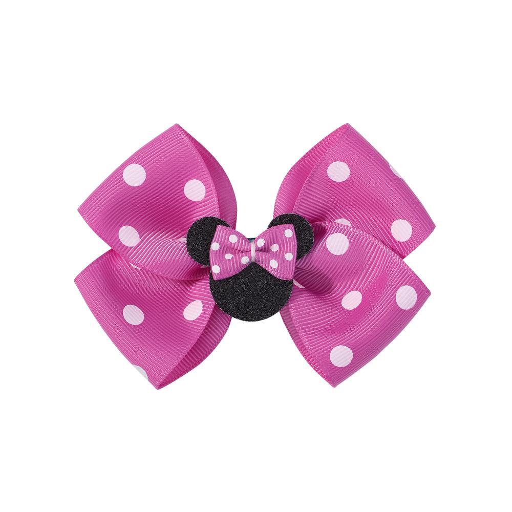 New Girl Headwear Mickey Mouse Hair Accessory Cute Girl Hair Clip Pink Polka Dot Bow Cartoon Hair Clip