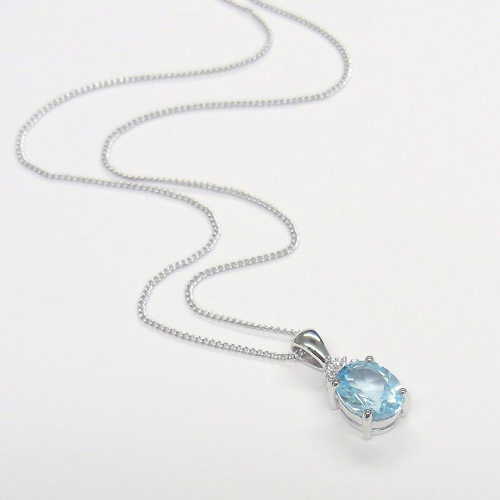 And My Jewelry Silver Large Carat Natural Blue Topaz Pendant Necklace [Your Box] 2.0 <November Birthstone>