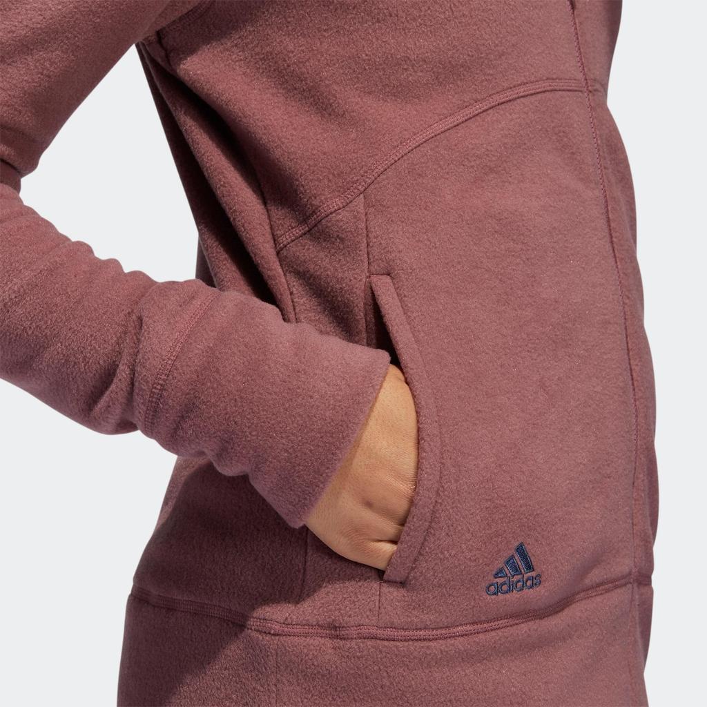 adidas Womens Solid Drawstring Collar Casual Long Sleeve Jacket Women Red-Brown HG6984