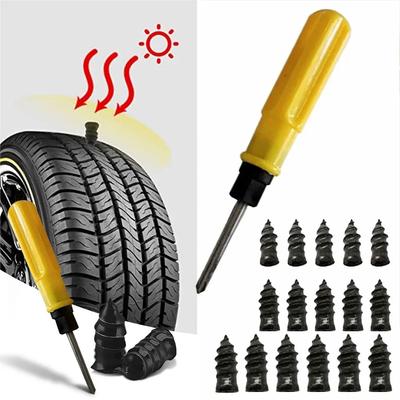 41/21 Pcs Vacuum Tire Repair Rubber Screws with Screwdriver Tire Repair Rubber Screws for Car Motorcycle Fast Tire Repair Tools