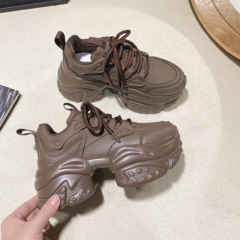 Fashion Aphixta Women Platform Sneaker Boots Brown Lace Up Autumn Winter Women Shoes Thick Botton Sole Boots Fashion Casual Shoes
