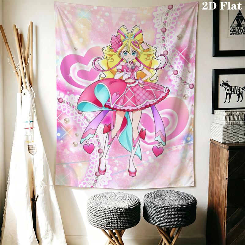 Pretty Cure Wall Tapestry Aesthetic Wall Hanging Printed Fabric Blanket Decorative Tapestries for Bedroom Living Room Home Decor