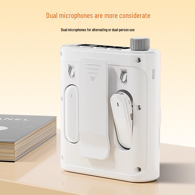 Magnetic Dual Lapel Clip Mic & High Power Bluetooth Speaker for Classroom & Tours