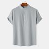 Summer Men's Stand-Up Collar Casual Short Sleeve Shirt Beach T-Shirt Men's Clothing