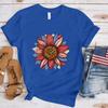 Sunflower Print Fashionable Loose Round Neck Pure Cotton Short Sleeved Shirt T-Shirts Unisex