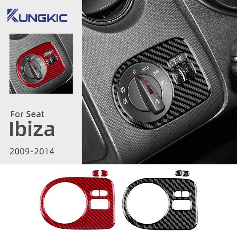 For Seat Ibiza 6j 2009 2010 2011 2012 2013 2014 Real Soft Carbon Fiber Sticker LHD RHD Car Headlight Switch Frame Interior Trim