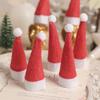 50Pcs 8cm Christmas Decoration Tableware Holder Xmas Hat Fork Knife Cutlery Bag Xmas Home Decor Party New Year 2025 Navidad