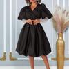 Women's V-neck pendulum bubble sleeve banquet dress bridesmaid dress dress