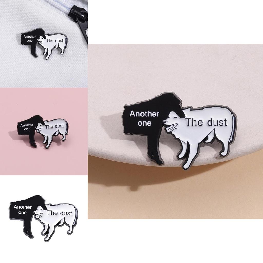 Charming And Black White Dog Cartoon Brooch In Alloy Fun Letter Design Pin For Stylish Clothing And Accessories
