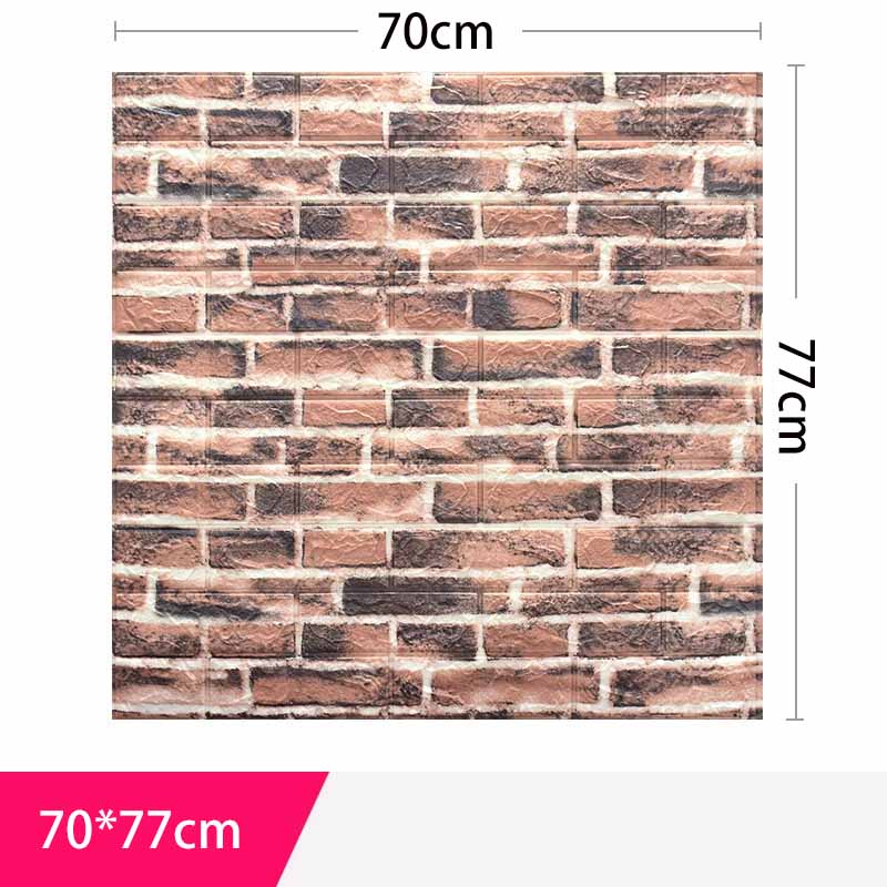 70*77cm 3D Wasserdicht Selbstklebend Extra Dick XPE Schaum Retro Ziegelmuster Antikollisions-Tapete Wohnzimmer Schlafzimmer Kinderzimmer Dekor