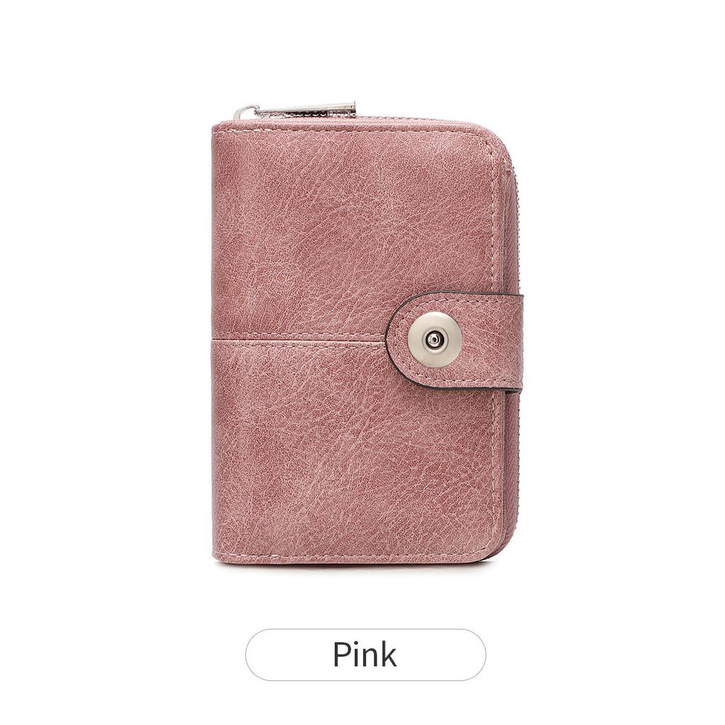 Short Women's Wallet, Retro Multi-card, Two-fold Zipper Card Bag, Coin Change Bag.