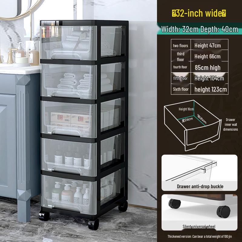 Floor-standing Multi-layer Transparent Drawer Cabinet for Snacks and Toys