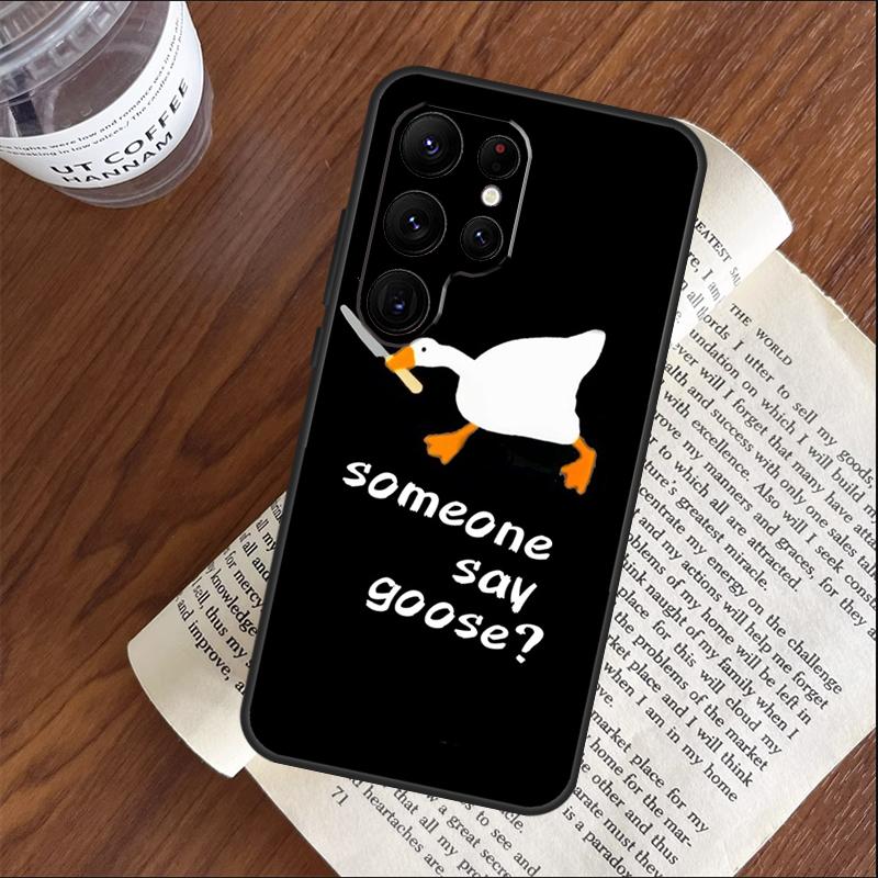 Cartoon Cute Goose Phone Case For Samsung Galaxy S25 S24 S23 S22 S21 Ultra S9 S10 S20 Plus S24 FE Funda Cover