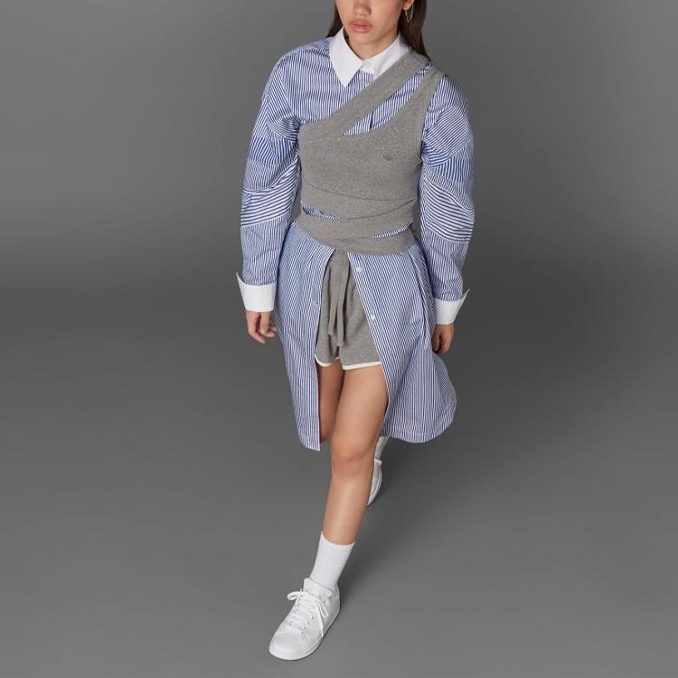 adidas Originals Blauwe Versie Collectie Lange Mouwen Jurken Dames Blauwe Kraag Matige Middellange Lengte HB9410