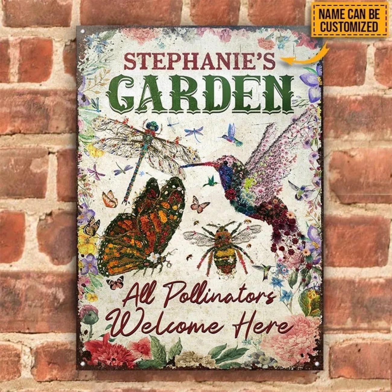 

Classic Metal Sign Flower Garden Pollinators Welcome Outdoor Wall Art Yard Decor белый