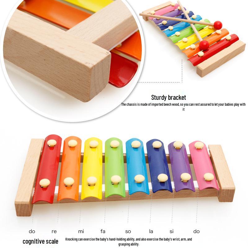 Wooden Eight-Note Xylophone Toy for Children - Orff Music Log Instrument