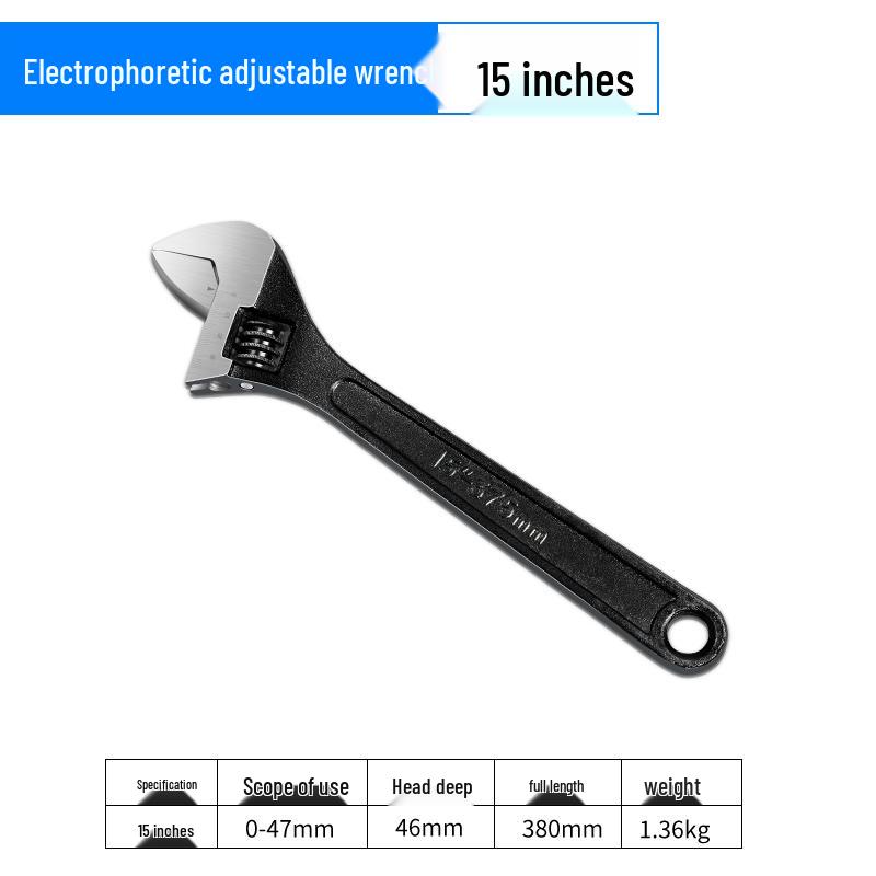Adjustable Multifunctional Large-Opening Self-Tightening Short Handle Wrench for Plumbing