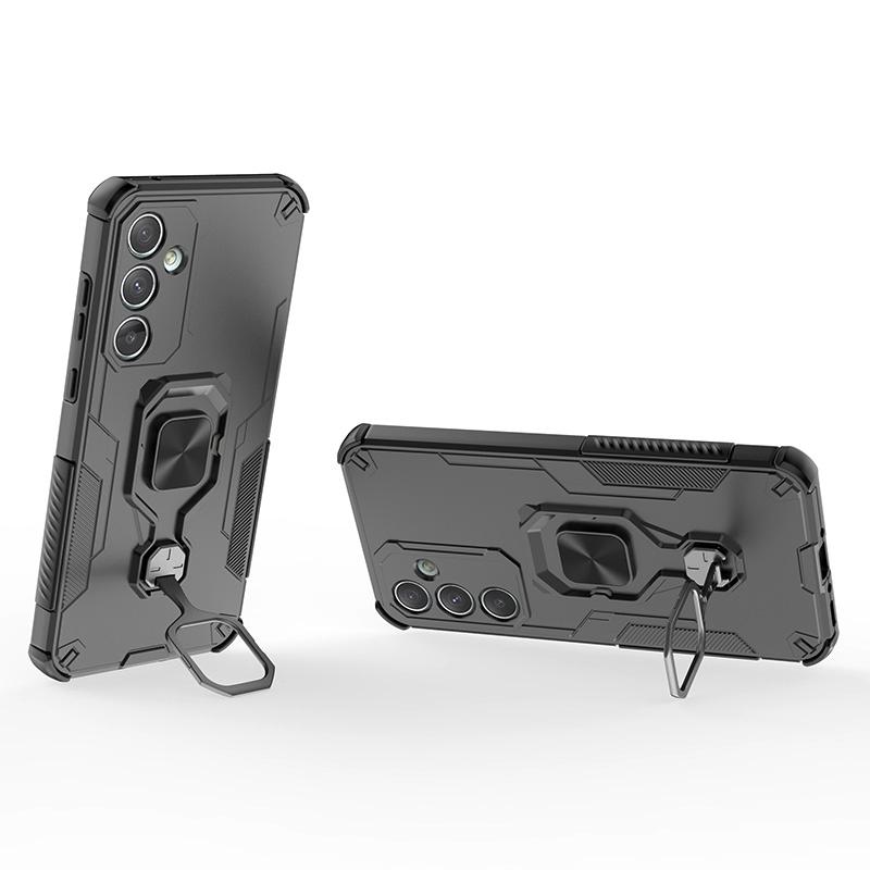 KEYSION Shockproof Armor Case for Samsung A55 5G A35 A26 Silicone+PC Upright Metal Ring Stand Phone Back Cover for Galaxy M16 5G