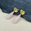 Natural Crystal Teardrop Drop Earrings Gold Plated Dangle Studs for Women Healing Stone Jewelry for Daily Wear